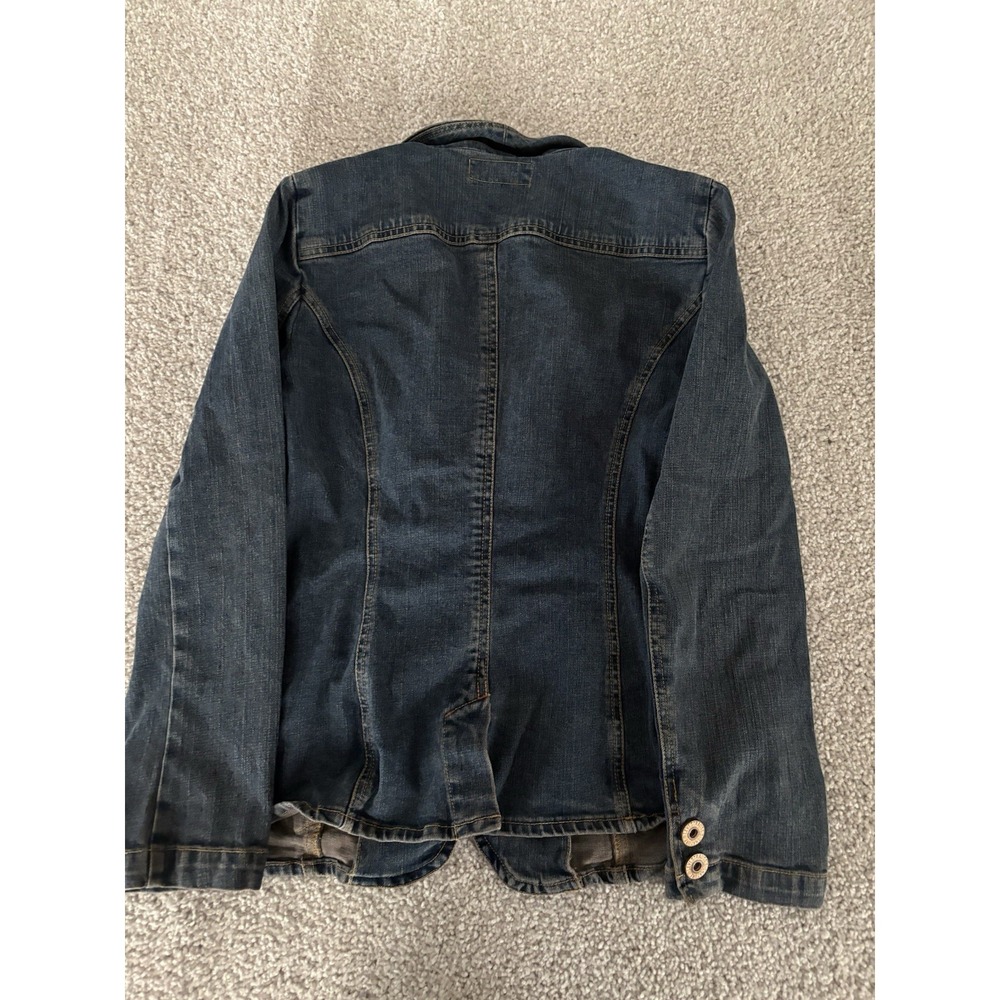 Vtg Levi Strauss Signature Denim Blazer Jacket Womens Size L Blue 3 Button Jean - Picture 4 of 6